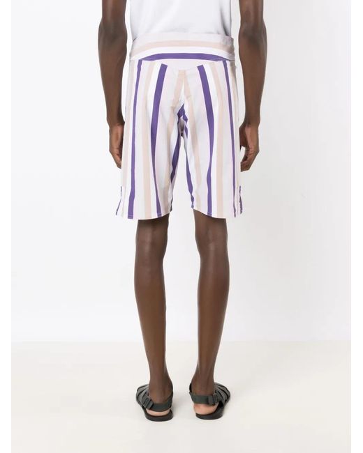 Amir Slama Blue Striped Mid-Rise Bermuda Shorts for men