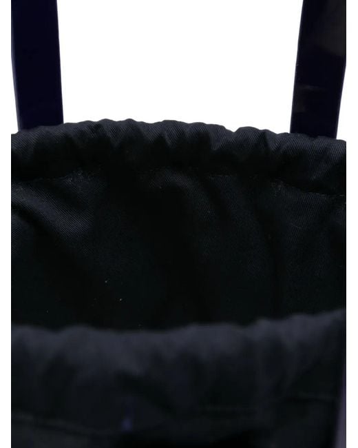 Dragon Diffusion Blue Patent Leather Woven Bucket Bag