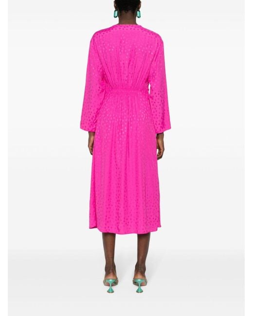 Sandro Pink Jacquard-pattern Midi Dress
