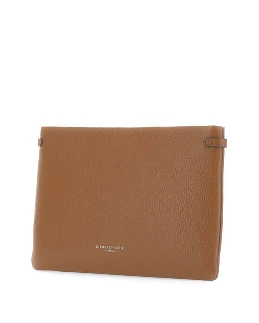 Gianni Chiarini Brown Hermy Grained Leather Clutch Bag