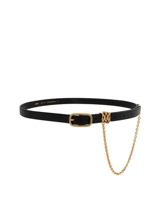 Amiri Black Chain-Detail Leather Belt for men