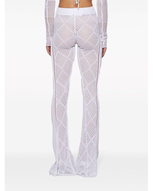 Pantalon Disco en maille ajourée Roberta Einer en coloris White