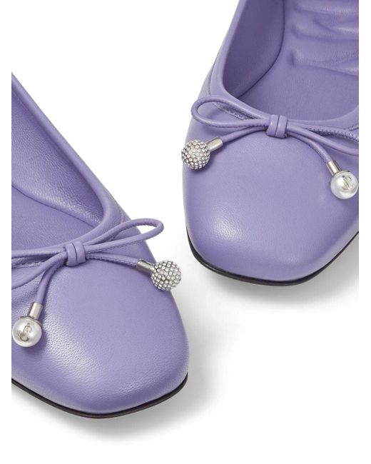 Jimmy Choo Purple Elme Bow Ballerina Shoes