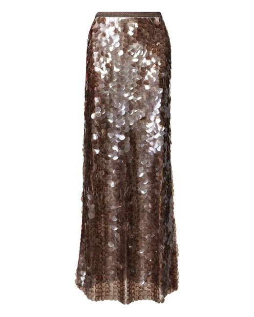 Fabiana Filippi Brown Sequin-Embellished Maxi Skirt