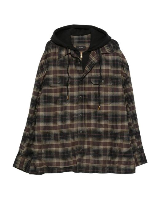 Willy Chavarria Black Ganadero Hooded Flannel Overshirt for men