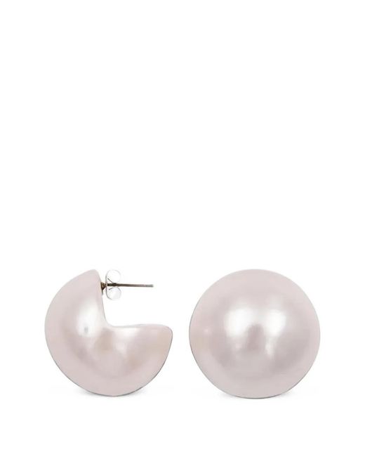 Essentiel Antwerp White Kolisee Pearl-Effect Hoop Earrings