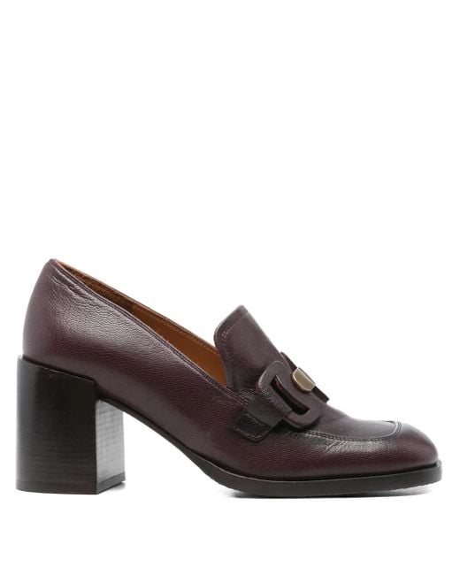 Chie Mihara Brown 75Mm Block-Heel Leather Mules