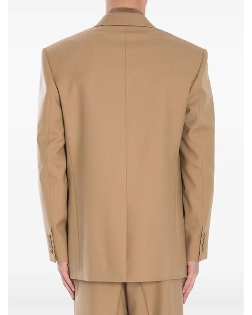 Saint Laurent Natural Single-Breasted Wool Jacket for men
