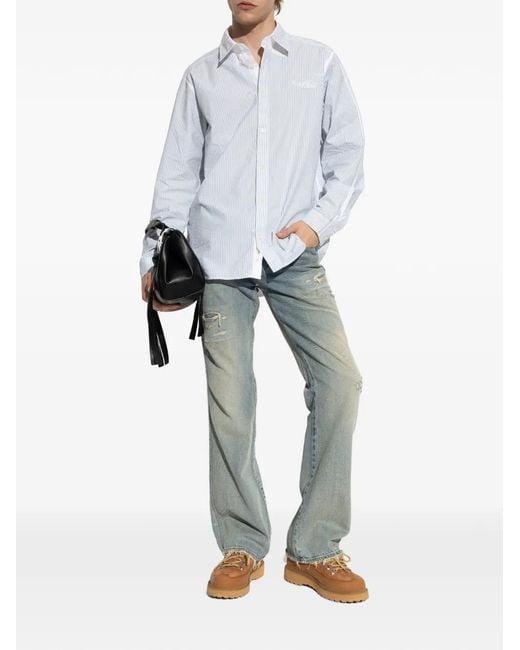 DIESEL White Striped-Pattern Shirt for men