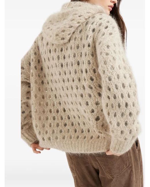 Brunello Cucinelli Vest Met Capuchon En Gaten in het Natural