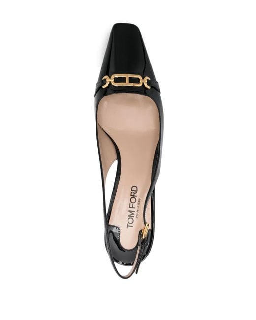 Tom Ford Black Slingback Pumps With T Logo Detail