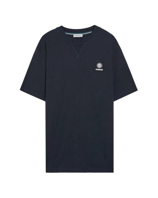 Sandbanks Blue Logo-Patch V-Stitch T-Shirt for men