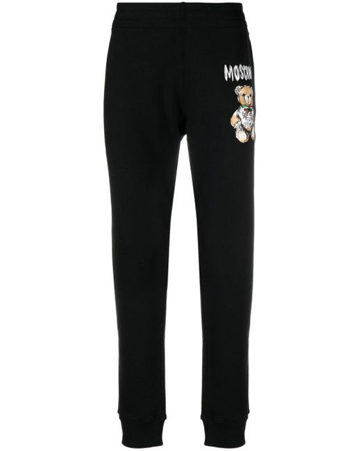 Moschino Black Teddy Bear-print Tapered Track Pants for men