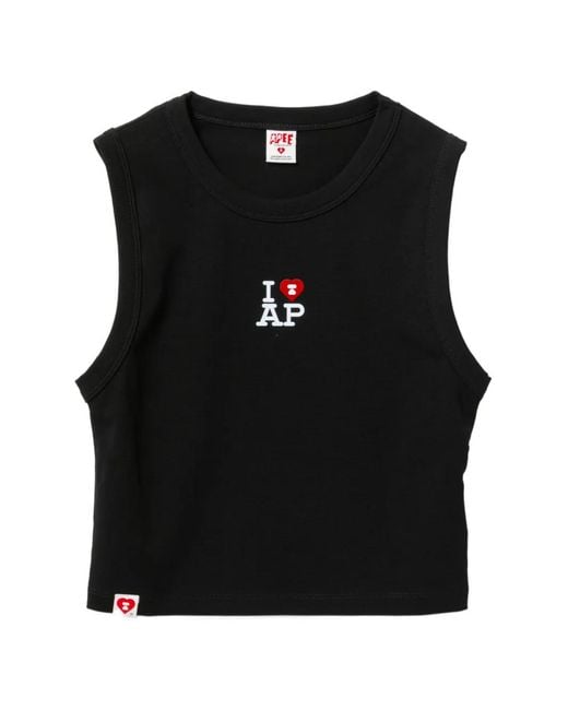 AAPE BY A BATHING AP Black Logo-Print Cropped T-Shirt