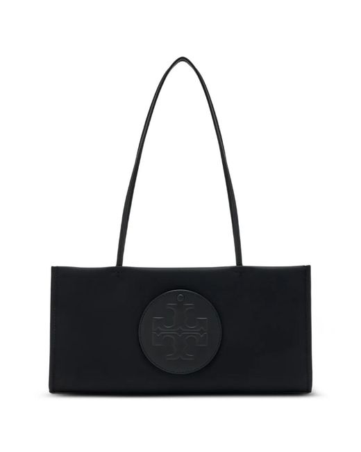 Tory Burch Black Ella Logo-Patch Shoulder Bag
