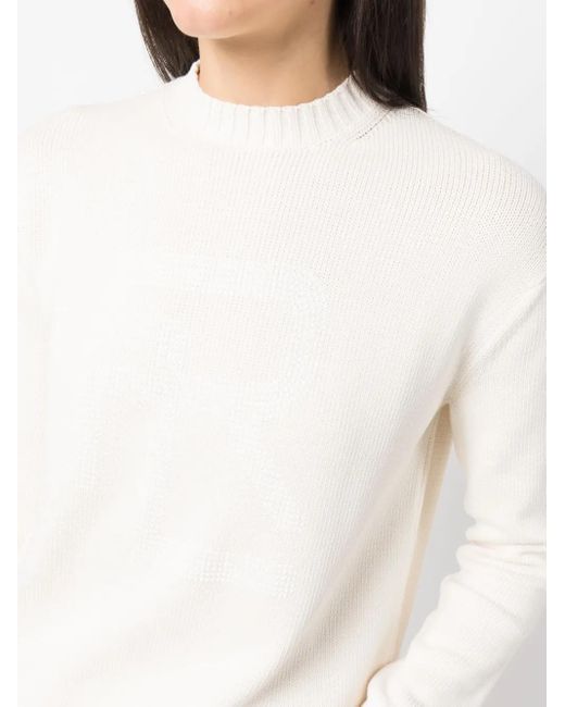 Ralph Lauren White Logo-Embellished Long-Sleeve Jumper