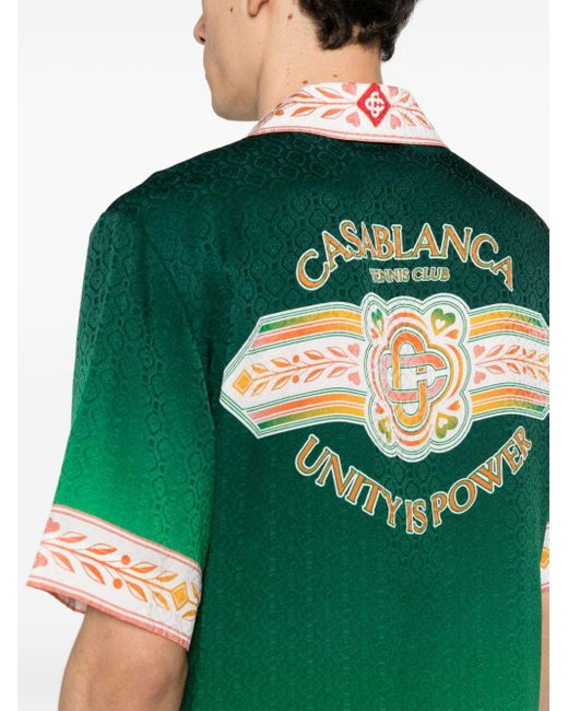 Casablancabrand Green Unity Is Power Silk Shirt for men