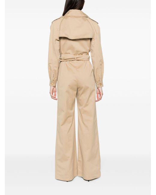 Moschino Natural Doppelreihiger Jumpsuit im Trench-Look