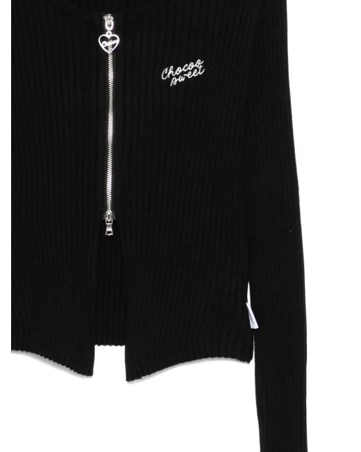 Chocoolate Black Logo-Embroidered Blouse