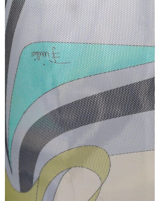 Emilio Pucci Gray Semi-Sheer Graphic-Print Tights