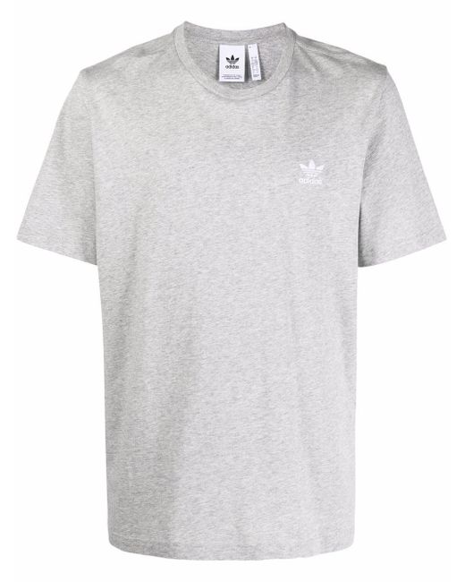 adidas Baumwolle T-Shirt mit Logo-Stickerei in Grau für Herren - Lyst