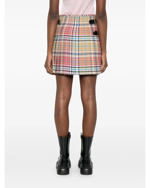 Vivienne Westwood White Plaid Skirt With Frayed Hem
