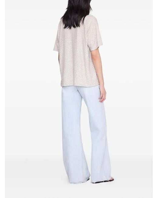 Anine Bing White Cade Leopard-Print T-Shirt