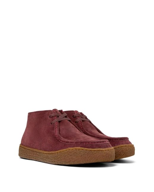 Camper Red Peu Terreno Suede Lace-Up Boots