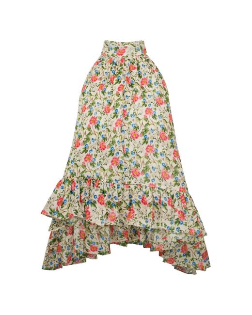 Azeeza Natural Plath Ruffled-Hem Blouse