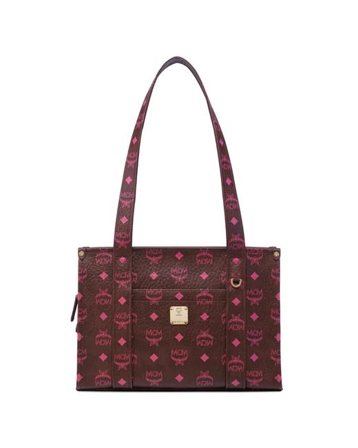 MCM Purple Small Aren Visetos Tote Bag