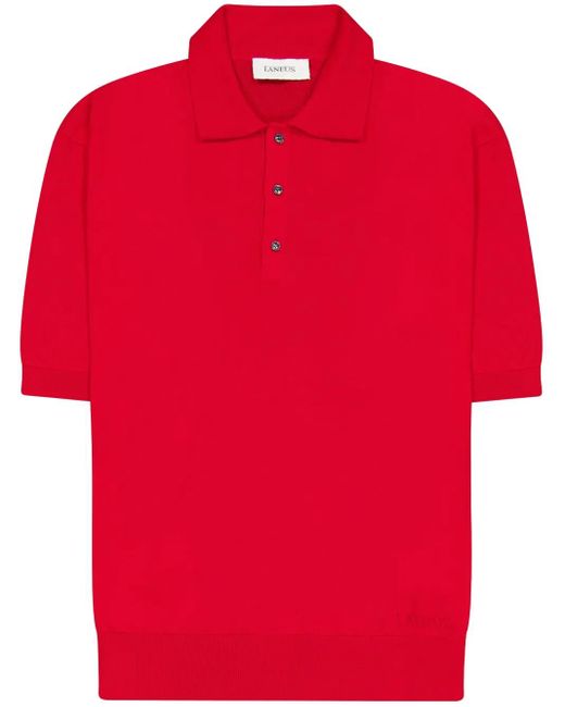 Laneus Red Knitted Polo Shirt for men