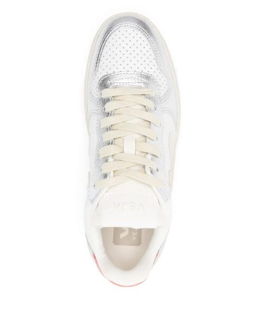 Veja White V-10 Leather Sneakers