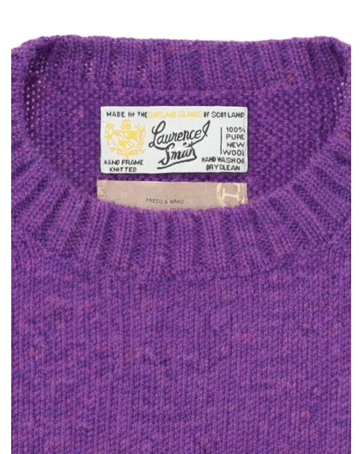 Fortela Purple Shetland Crew Neck Sweater for men