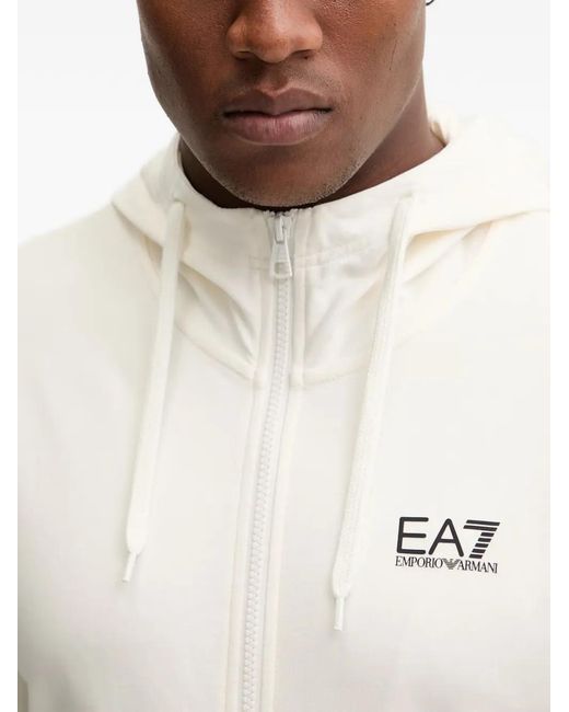 EA7 White Zip-Up Hoodie for men