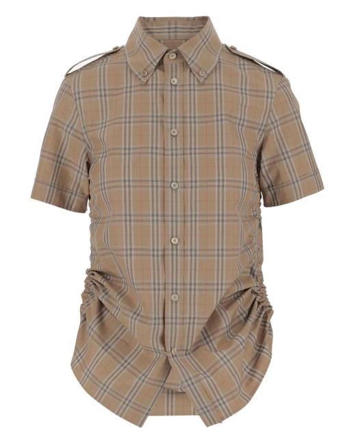 Burberry Geruit Blouse in het Natural