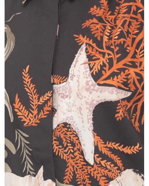 Marella Black Seashell-Print Short-Sleeve Shirt