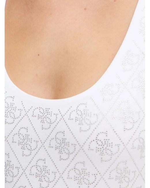 Guess White Logo-Embellished Tank Top