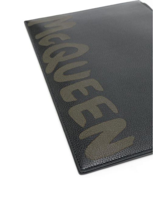 Bolso de mano con logo estampado Alexander McQueen de hombre de color Black