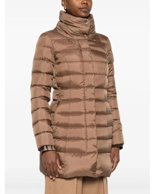 Peuterey Brown Quilted High-Neck Coat