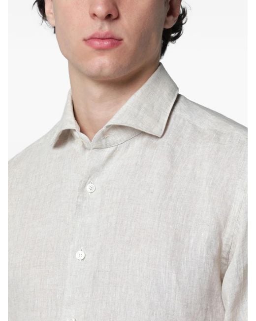 Xacus Gray Long-Sleeved Linen Shirt for men