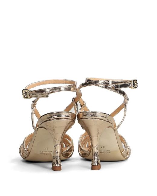 Chantal Natural Crocodile-Effect Multi-Strap Sandals
