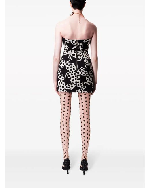 Area Black Gerüschtes Minikleid Mit Stern-Print