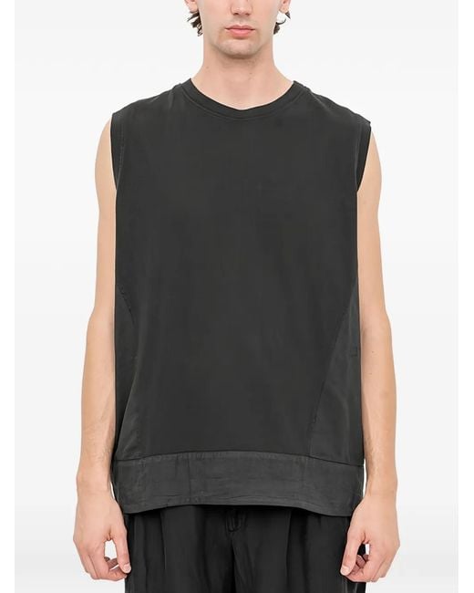Andrea Ya'aqov Black Panelled Sleveless T-Shirt for men