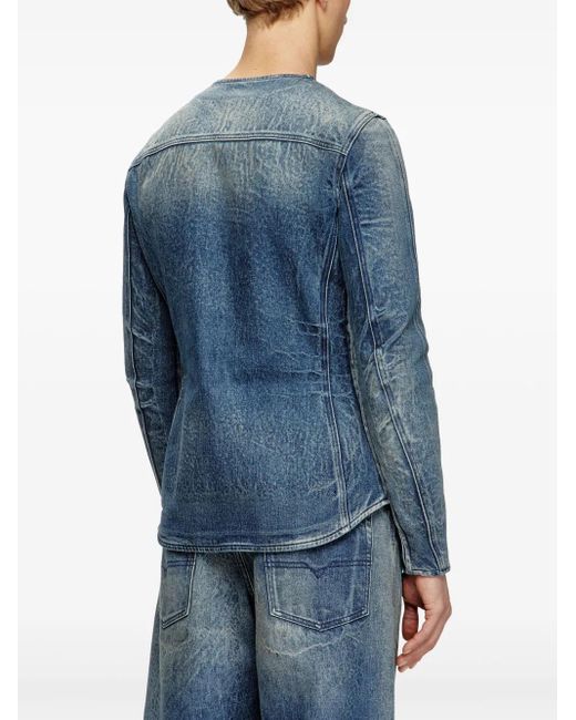 Giacca Con Orlo Curvo E Scollo A V di DIESEL in Blue da Uomo