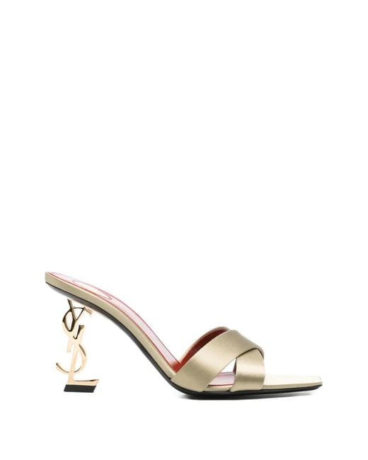 Saint Laurent Natural Opyum Satin Sandals