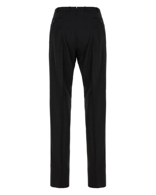 Zegna Black Pressed-Crease Tapered Trousers for men