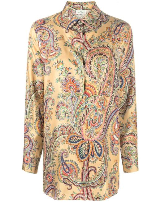 Etro Multicolor Seidenhemd mit Paisley-Print
