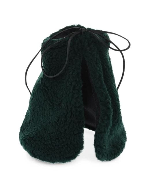 DSquared² Green Faux-Shearling Drawstring Scarf
