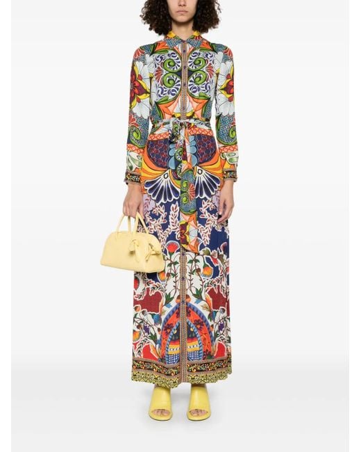 Alice + Olivia White Chassidy Printed Shirt Dress