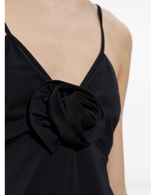 Moschino Black Floral-Appliqué Open-Back Beach Mini Dress